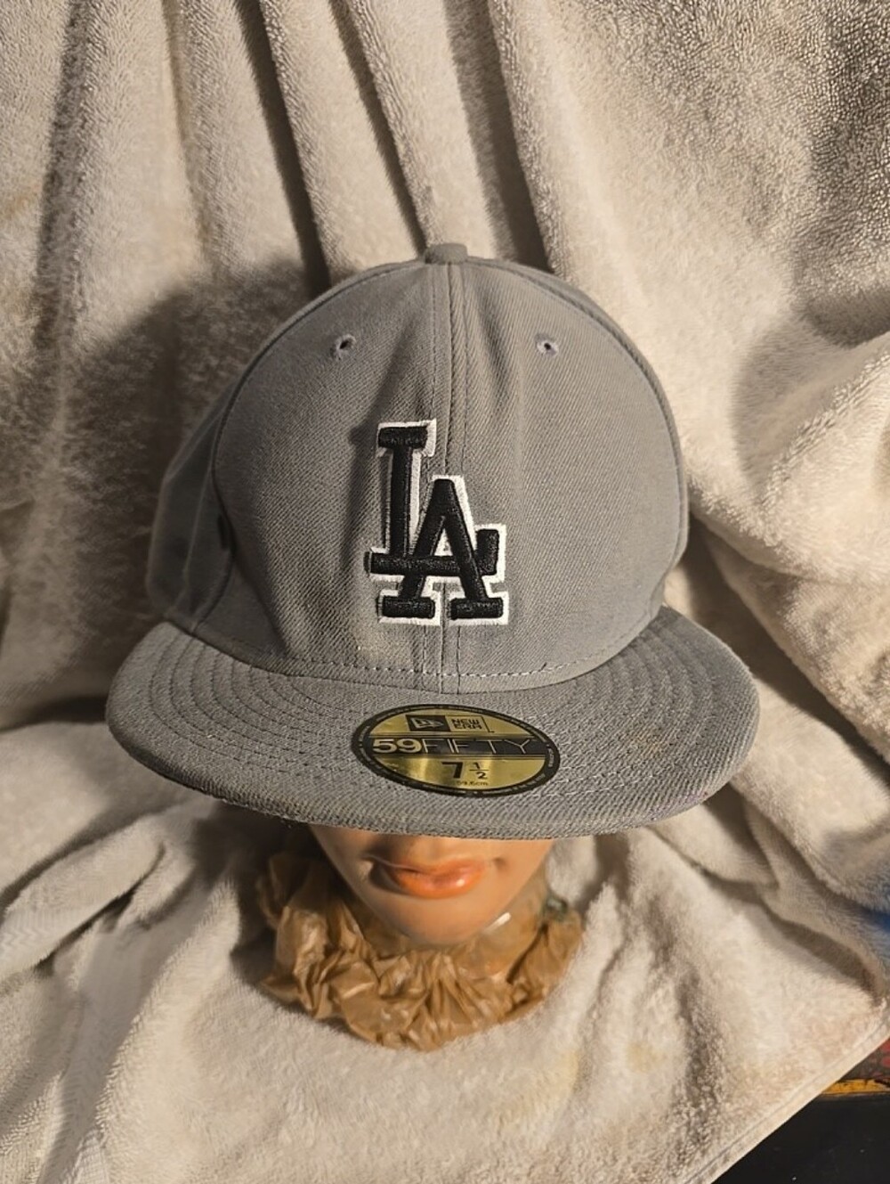 051026 Los Angeles Dodgers New Era Hat Size 7 1/2 Gray MLB 59fifty box 22v